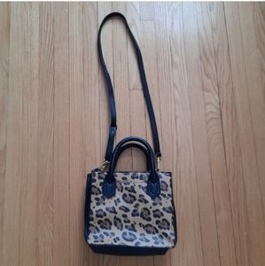 Christian Siriano Tan and Black Leopard Satchel